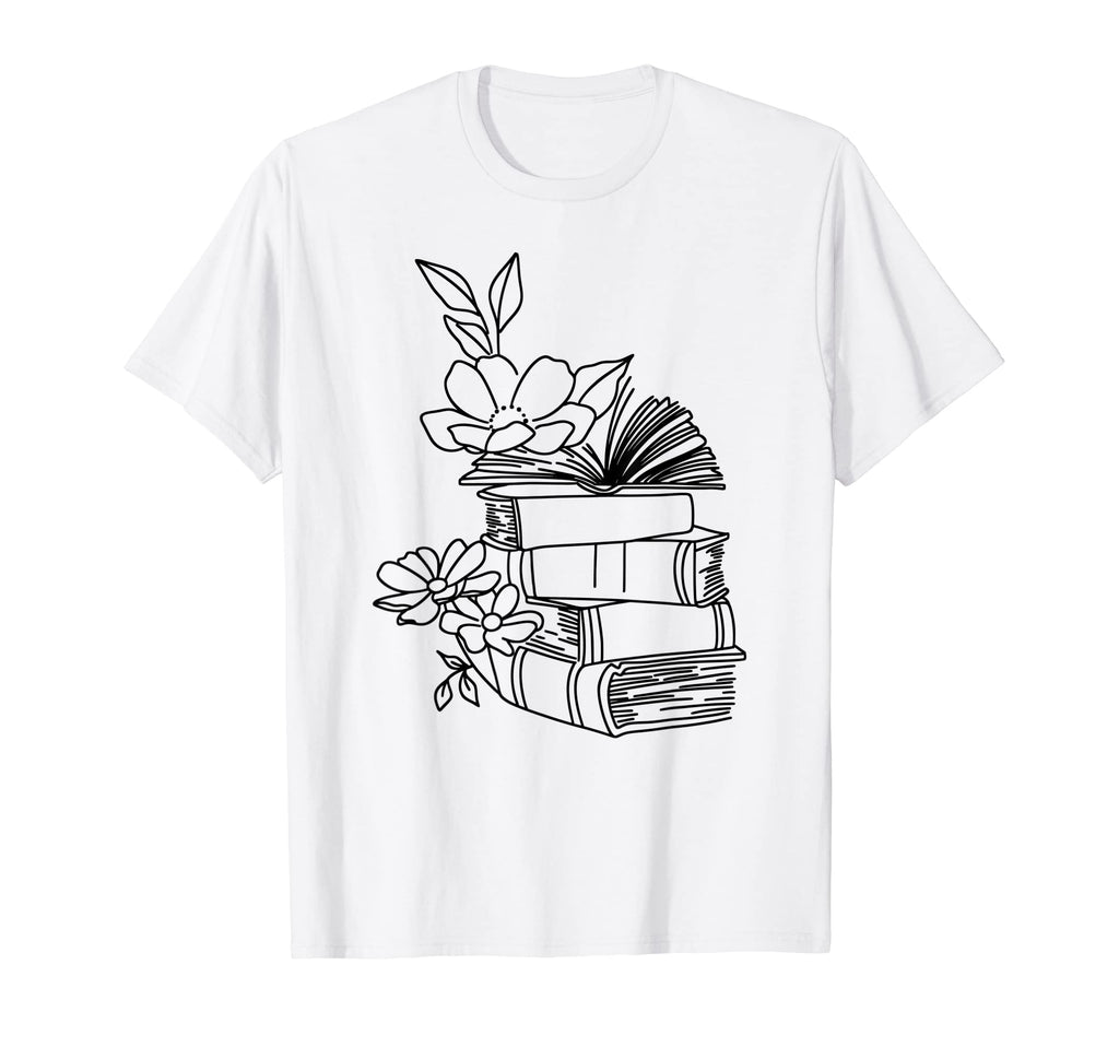Floral Flower Book Reading Bookworm Nerd T-Shirt - Unique Graphic Unisex - T-Shirt, Sweatshirt, Hoodie