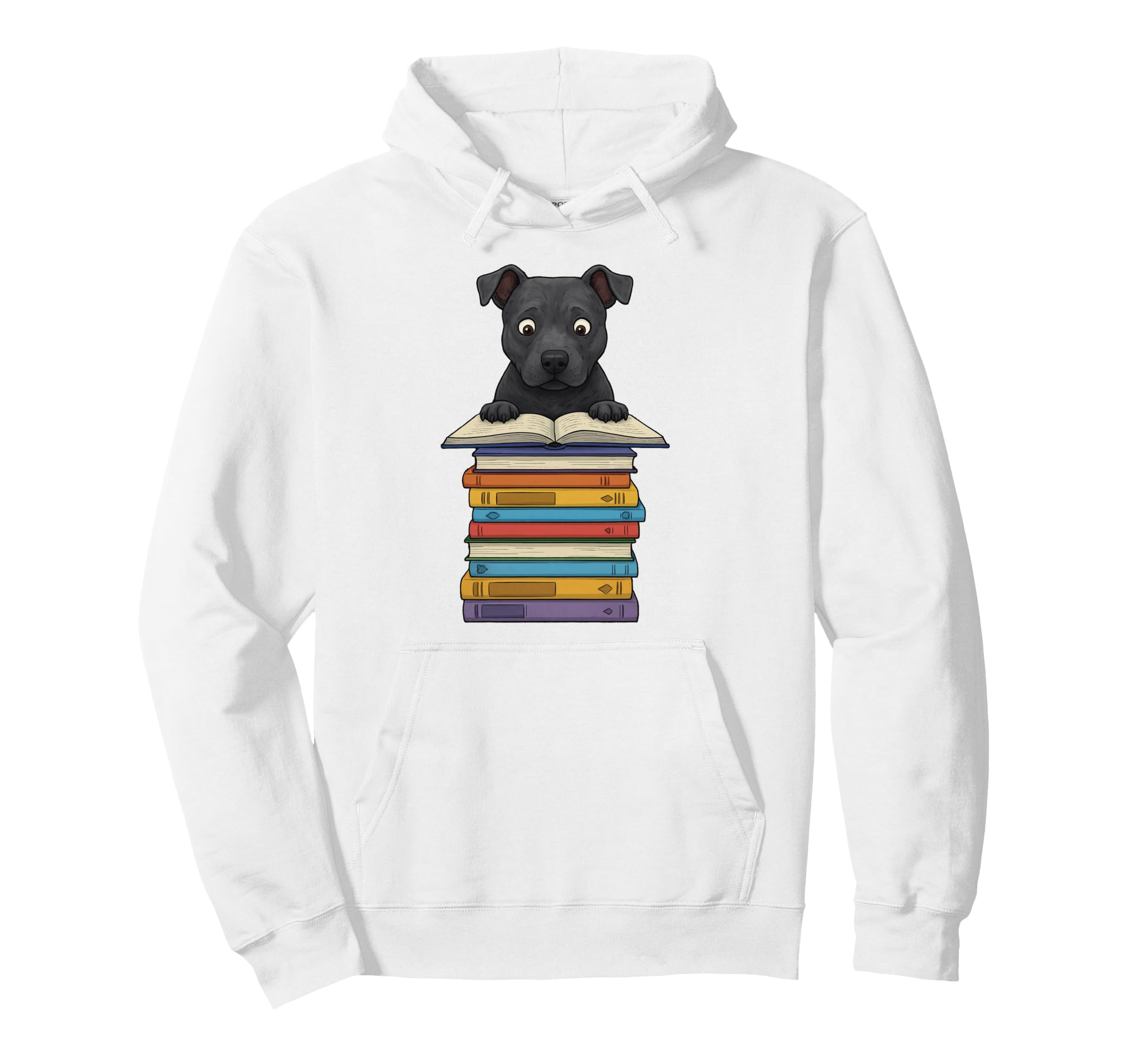 Staffordshire Bull Terrier Reading Hoodie - Aesthetic Graphic Men Women - T-Shirt, Sweatshirt, Hoodie
