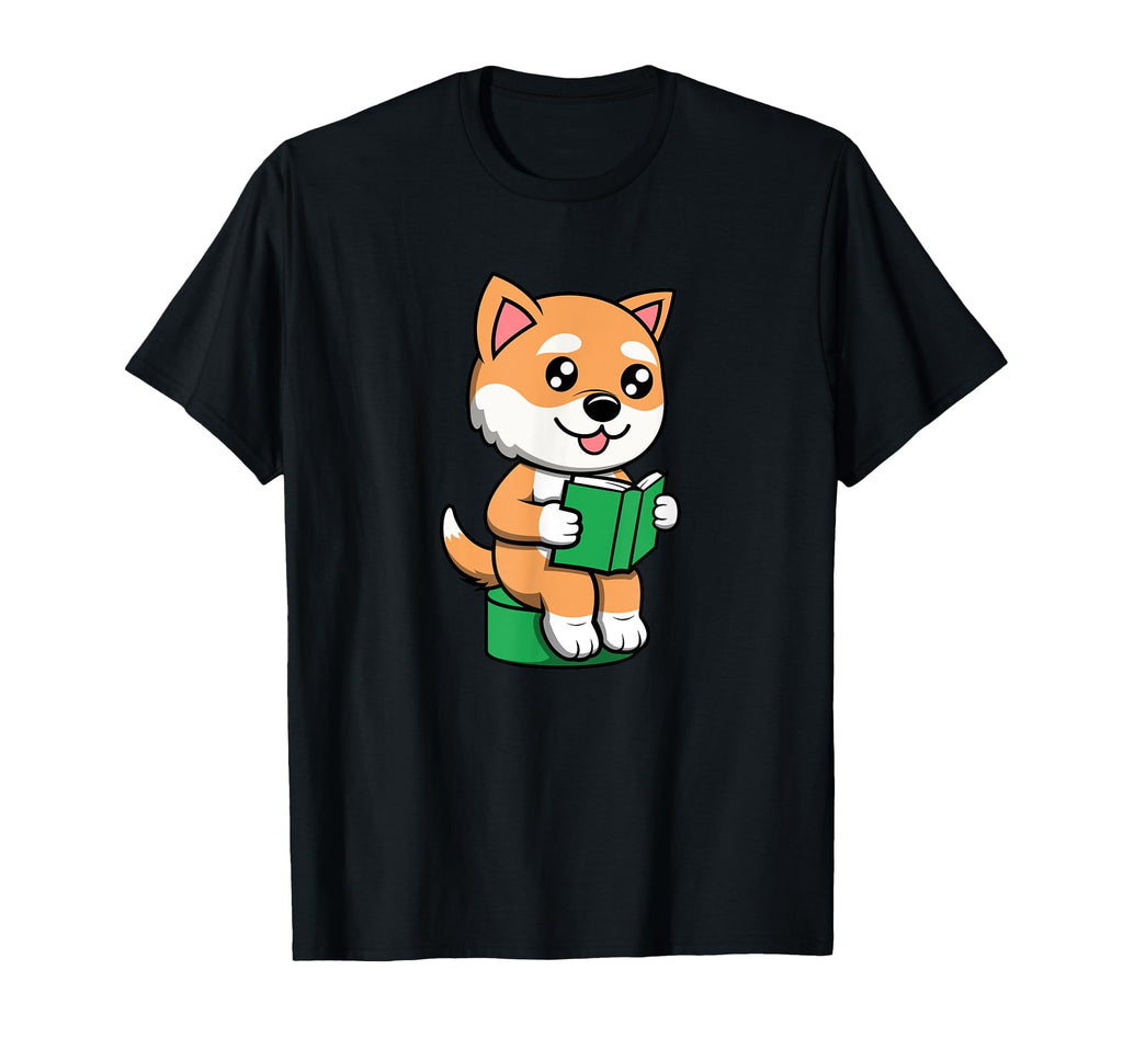 Puppy Reading Books Student T-Shirt - Custom Art Print for Adults - T-Shirt, Sweatshirt, Hoodie