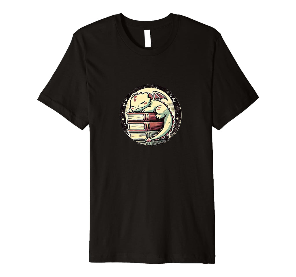Sleeping Dragon Books Illustration T-Shirt - Trendy Graphic for Adults - T-Shirt, Sweatshirt, Hoodie