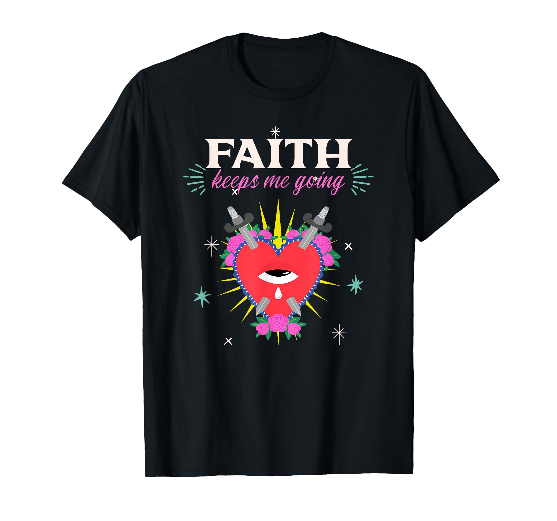 Faith Keeps Me Going Heart T-Shirt - Casual Everyday Wear for Adults - T-Shirt, Sweatshirt, Hoodie