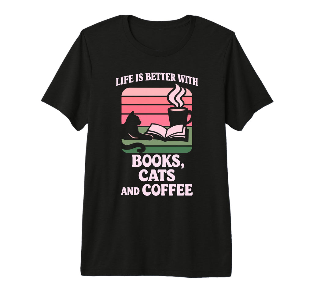 Life Is Better Books And Cats Reading T-Shirt - Trendy Graphic for Adults - T-Shirt, Sweatshirt, Hoodie