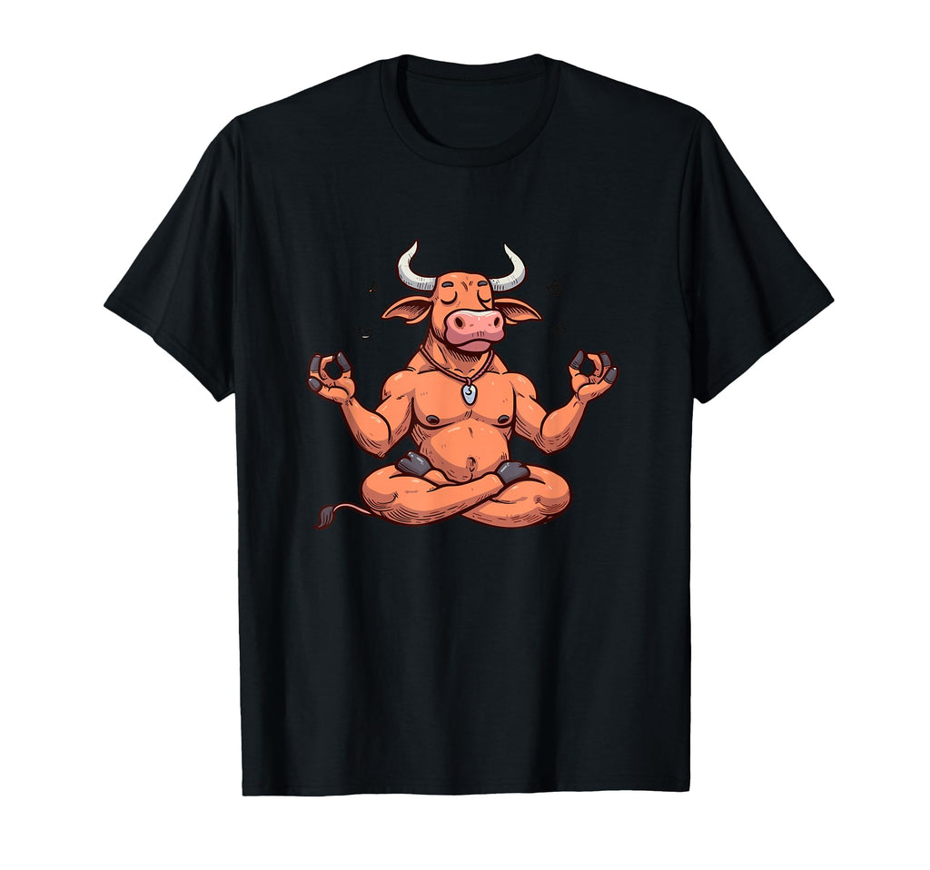 Meditation Bull Yoga Pose Relaxing T-Shirt - Minimalist Print Men Women - T-Shirt, Sweatshirt, Hoodie