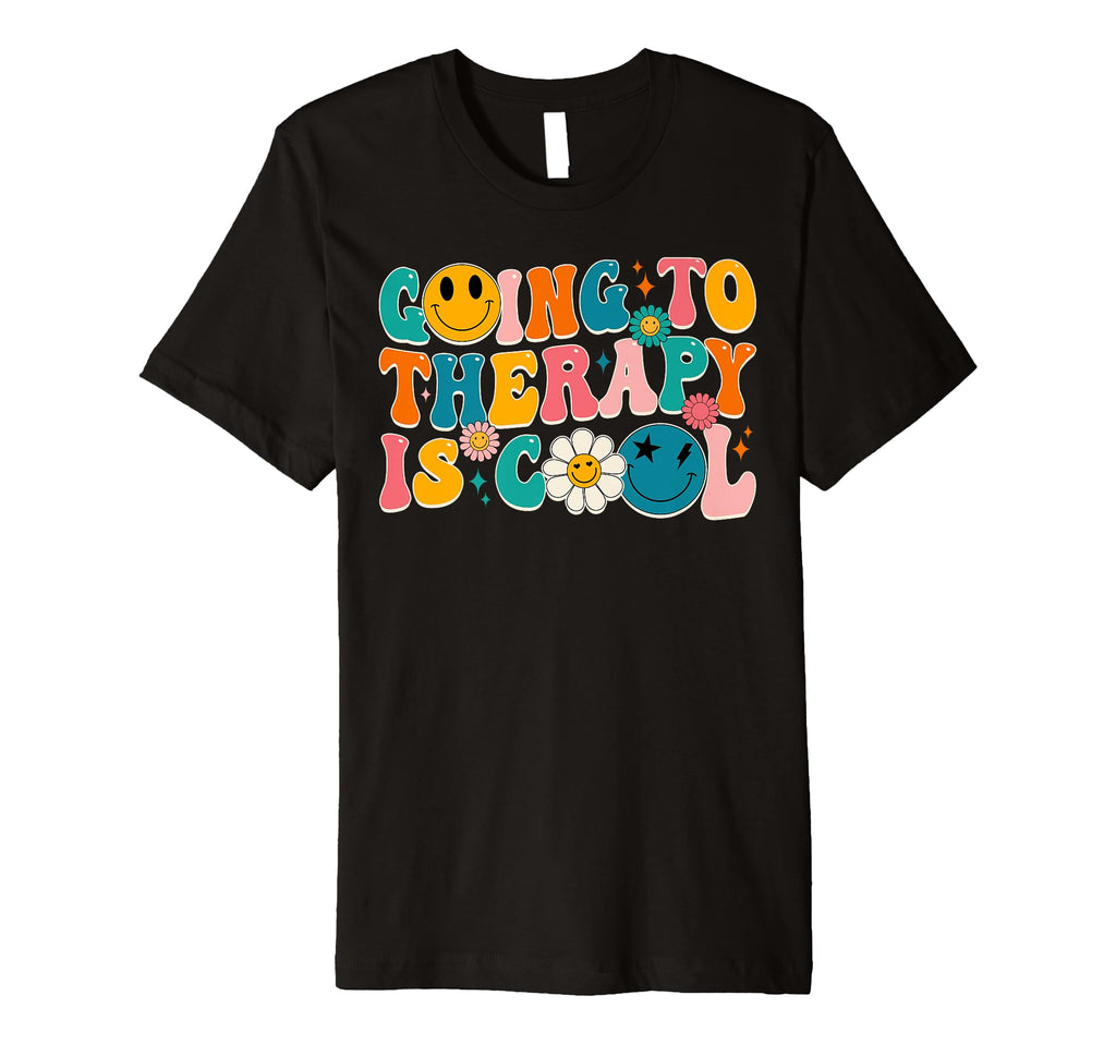 Groovy Therapy Is Mental Health T-Shirt - Fun Novelty Design Men Women - T-Shirt, Sweatshirt, Hoodie