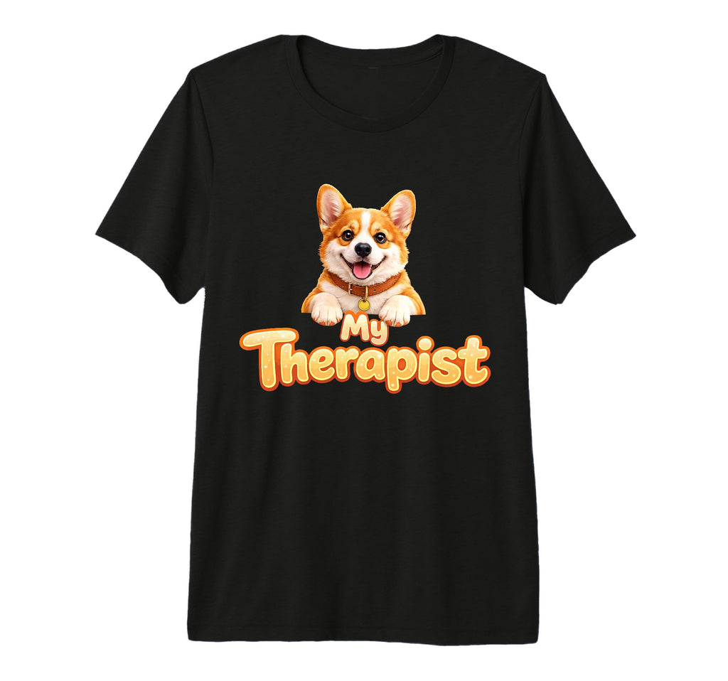 Corgi My Therapist Tri Blend T-Shirt - Minimalist Print Men Women - T-Shirt, Sweatshirt, Hoodie