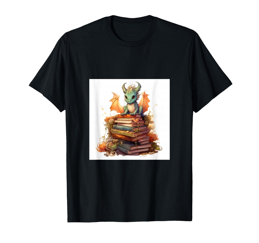 Book Nerd Dragon Reading Library T-Shirt - Unique Graphic Men Women - T-Shirt, Sweatshirt, Hoodie
