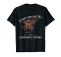 Easily Distracted Dragon And Books T-Shirt - Graphic Print for Adults - T-Shirt, Sweatshirt, Hoodie