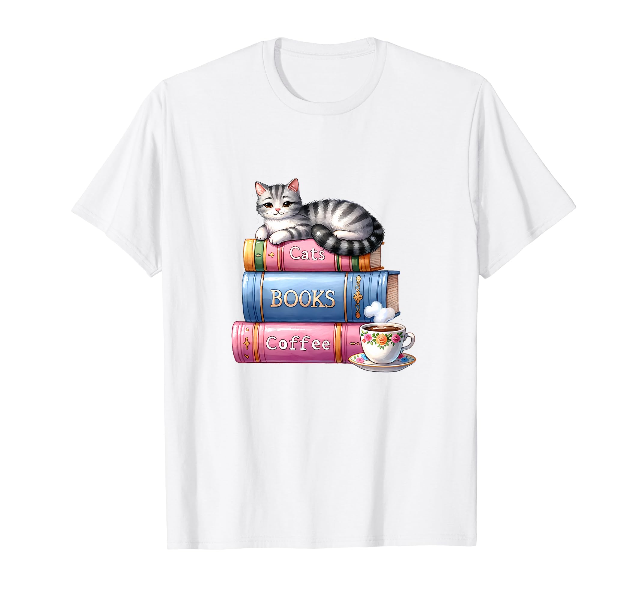 Cat Lover Cats Books And Coffee Hoodie - Fun Novelty Design for Adults - T-Shirt, Sweatshirt, Hoodie