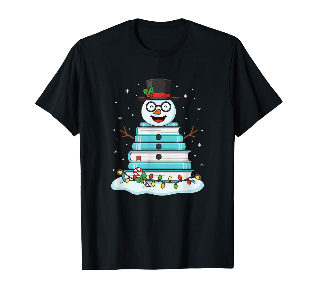 Book Snowman Stack Reading Holiday T-Shirt - Minimalist Print Unisex - T-Shirt, Sweatshirt, Hoodie