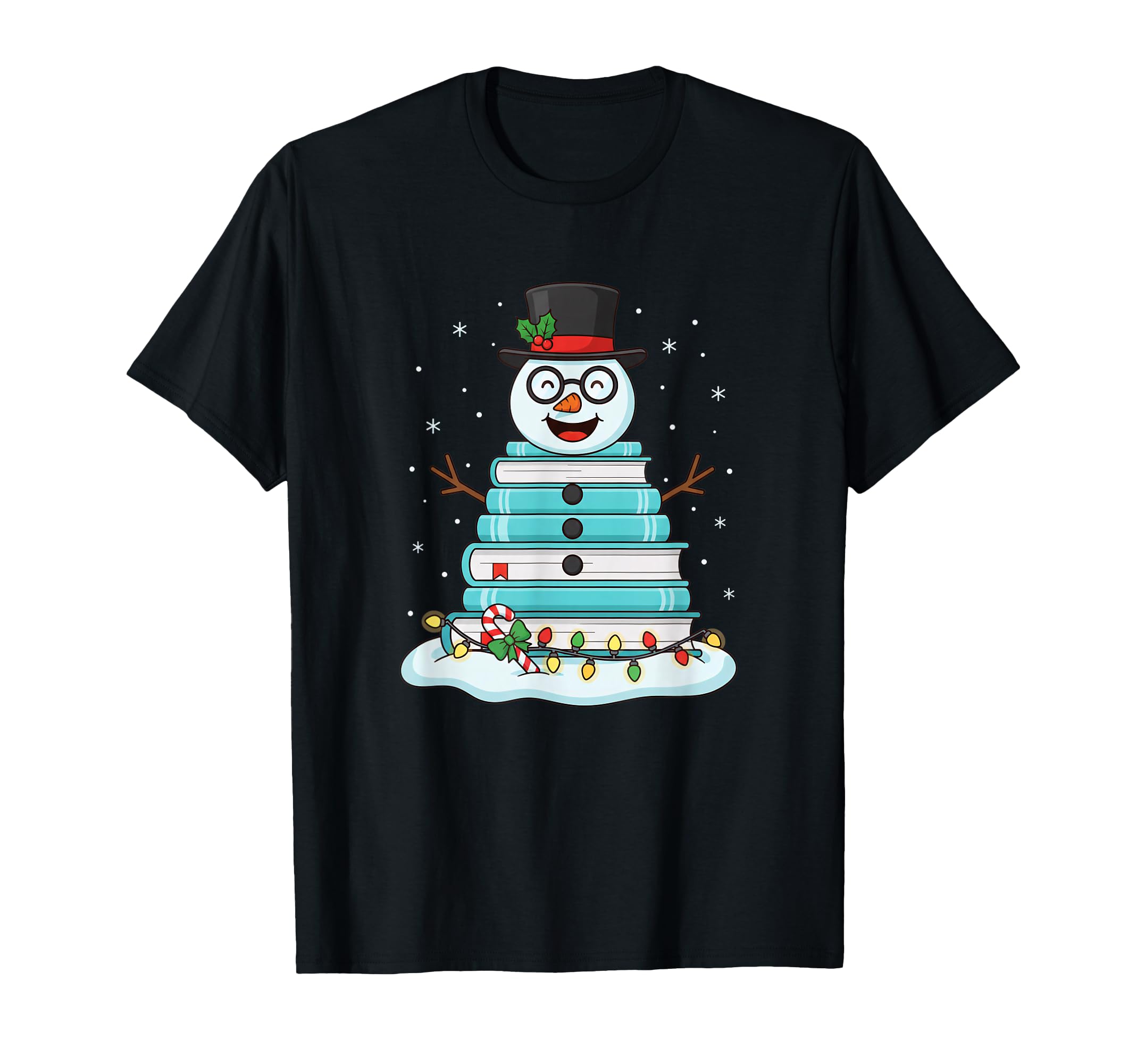 Book Snowman Stack Reading Holiday T-Shirt - Minimalist Print Unisex - T-Shirt, Sweatshirt, Hoodie