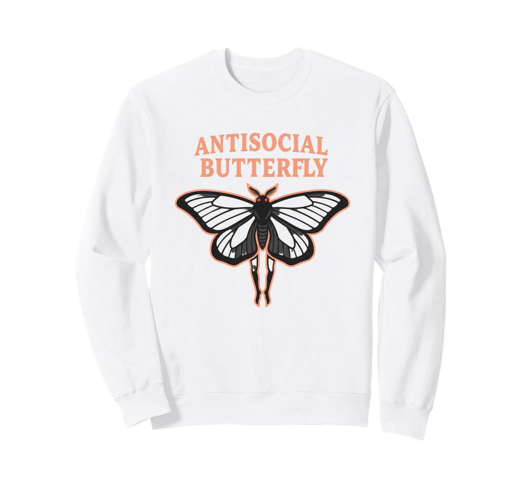 Antisocial Butterfly Introvert Moth Sweatshirt - Trendy Graphic for Adults - T-Shirt, Sweatshirt, Hoodie