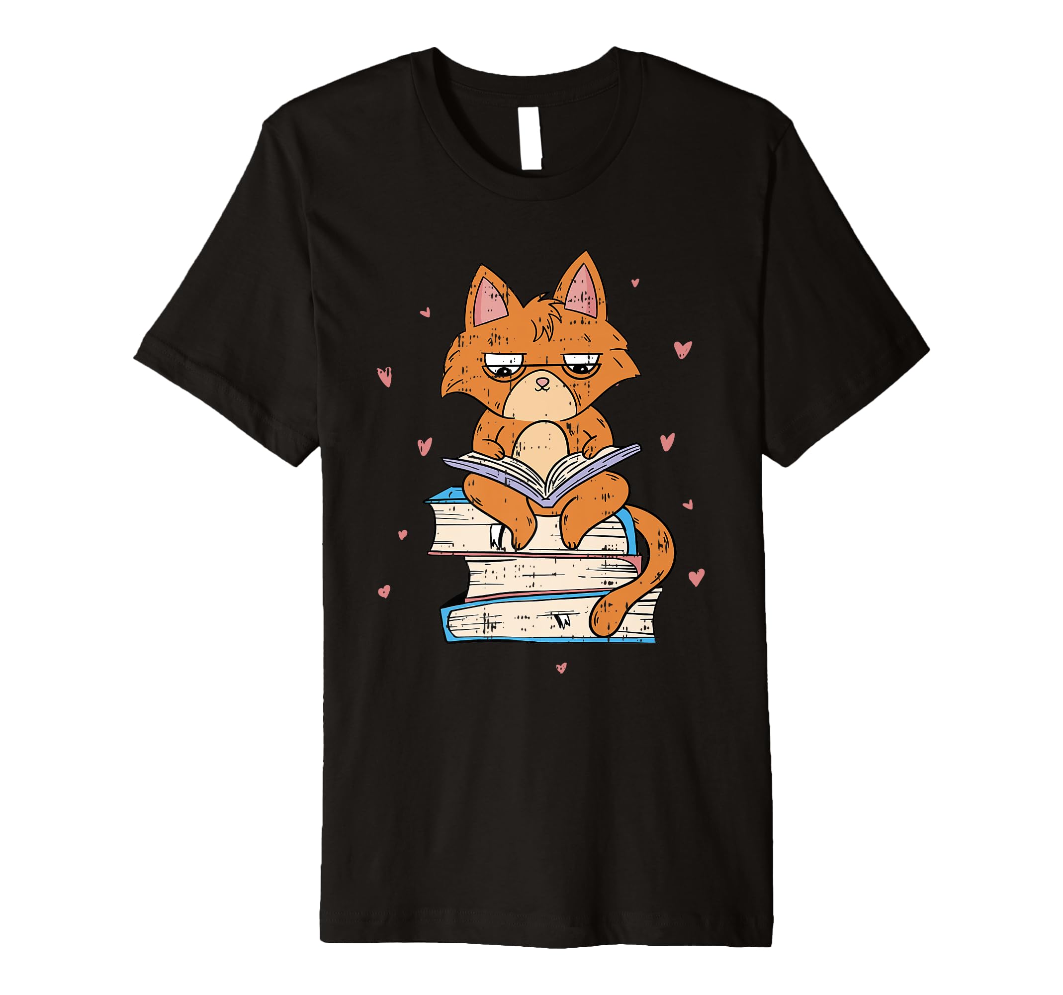 Cat Reading Book Lover Bookworm T-Shirt - Fun Novelty Design Men Women - T-Shirt, Sweatshirt, Hoodie