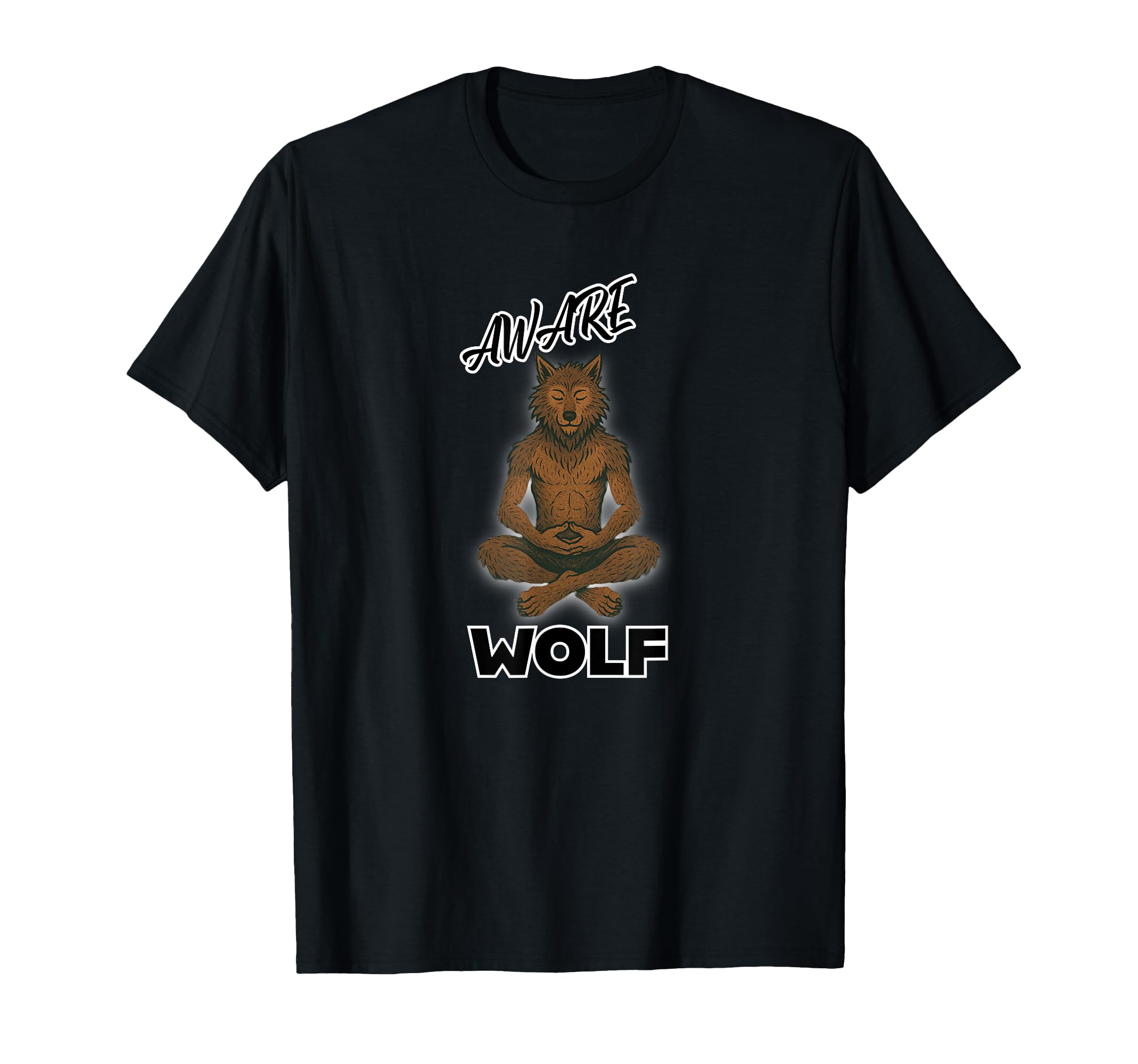 Aware Wolf Mindfulness Meditation T-Shirt - Trendy Graphic Men Women - T-Shirt, Sweatshirt, Hoodie