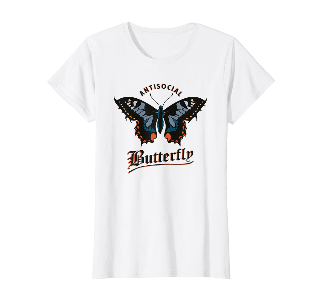 Womens Anti Social Butterfly T-Shirt - Minimalist Print Men Women - T-Shirt, Sweatshirt, Hoodie
