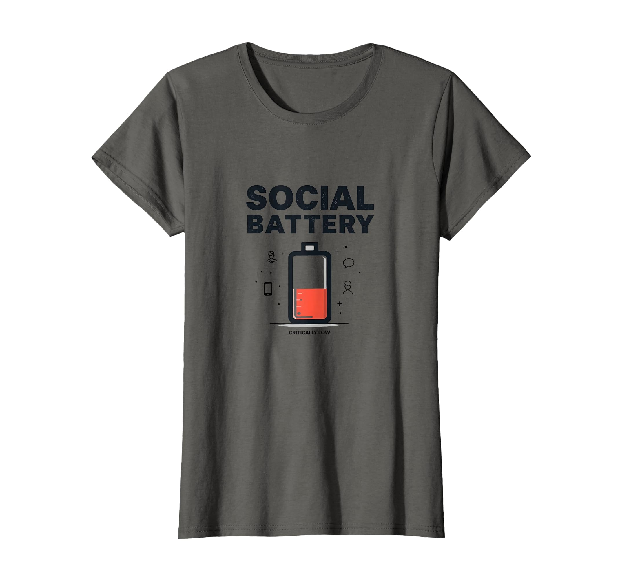 Social Battery Critically Low Funny T-Shirt - Minimalist Print for Adults - T-Shirt, Sweatshirt, Hoodie