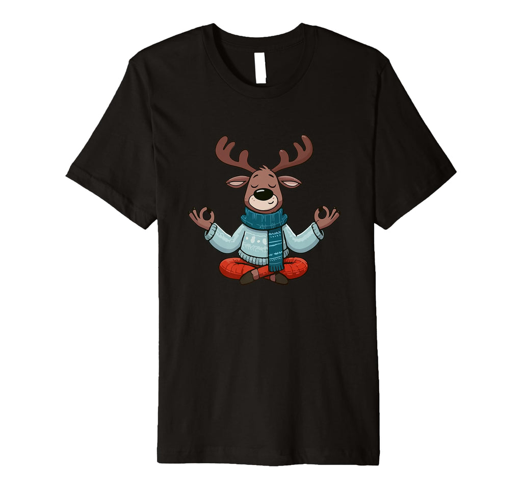 Meditation Reindeer Yoga Pose Relaxing T-Shirt - Minimalist Print Unisex - T-Shirt, Sweatshirt, Hoodie