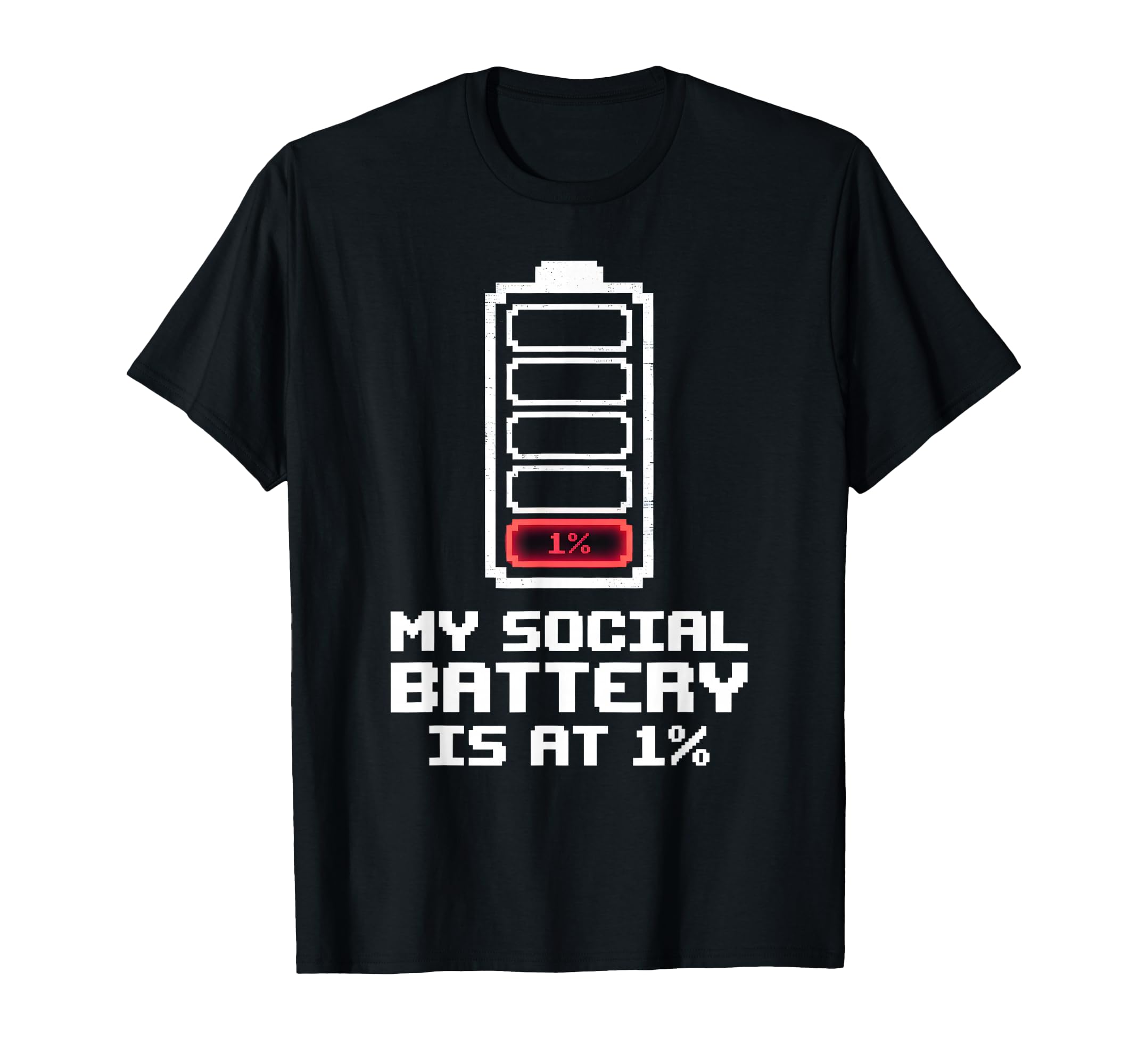 Social Battery Is 1 Introvert Pixel Art T-Shirt - Unique Graphic for Adults - T-Shirt, Sweatshirt, Hoodie