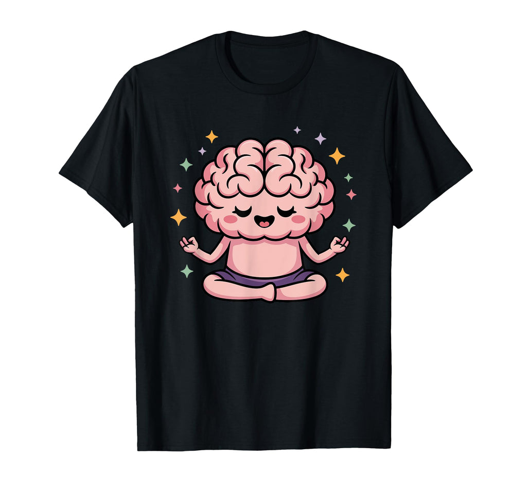 Brain Doing Yoga Funny Mindfulness T-Shirt - Trendy Graphic Unisex - T-Shirt, Sweatshirt, Hoodie