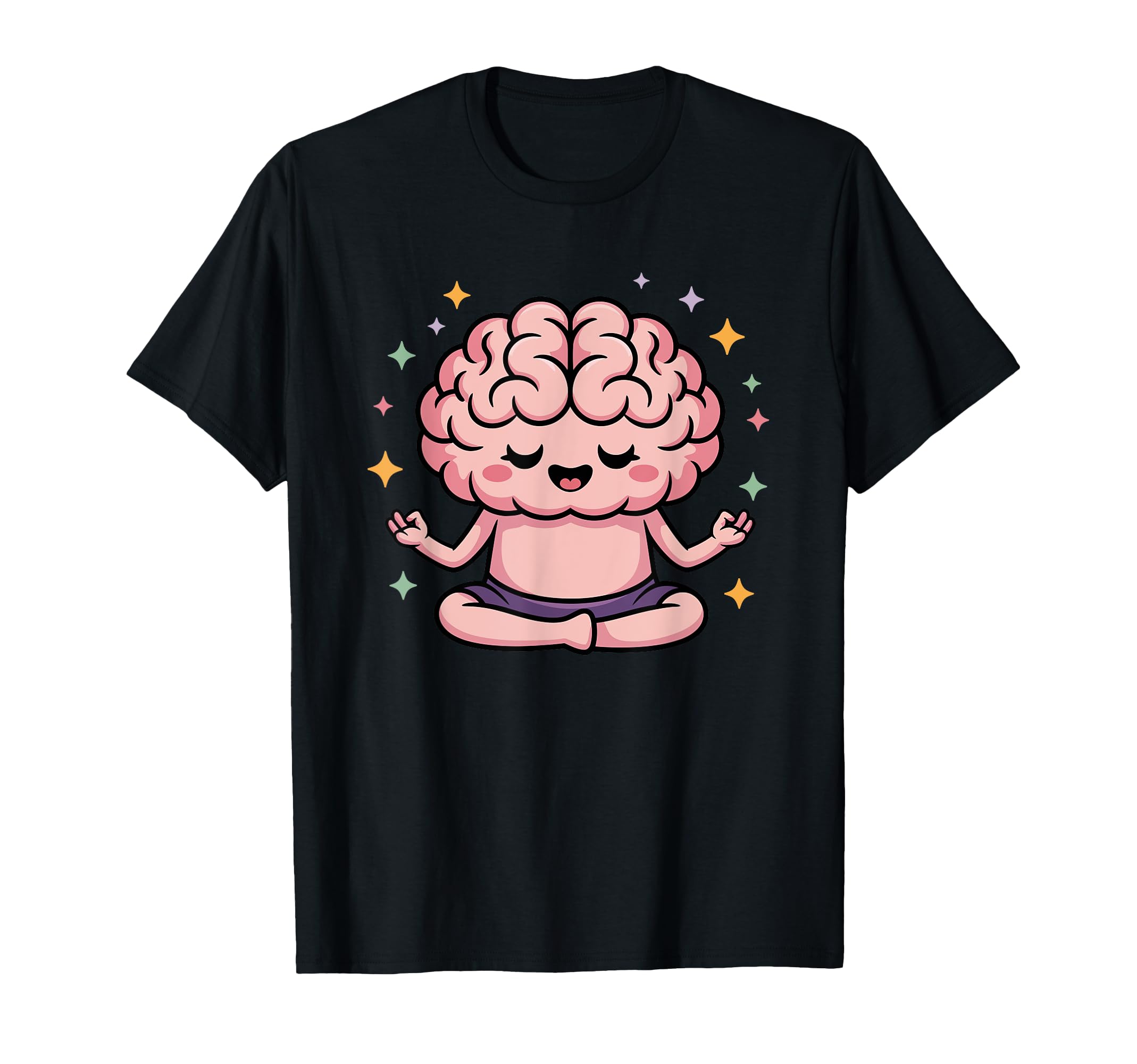 Brain Doing Yoga Funny Mindfulness T-Shirt - Trendy Graphic Unisex - T-Shirt, Sweatshirt, Hoodie