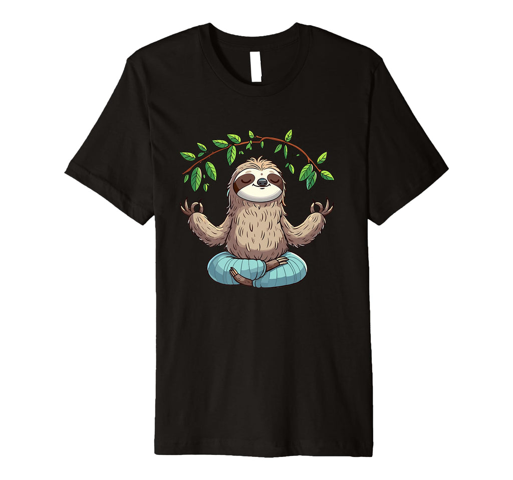 Meditation Sloth Yoga Pose Relaxing T-Shirt - Minimalist Print for Adults - T-Shirt, Sweatshirt, Hoodie