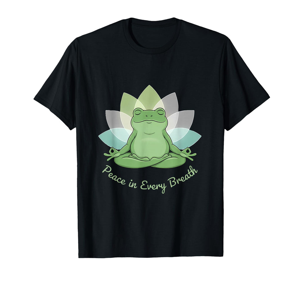 Peace Every Breath Yoga Frog T-Shirt - Minimalist Print Men Women - T-Shirt, Sweatshirt, Hoodie