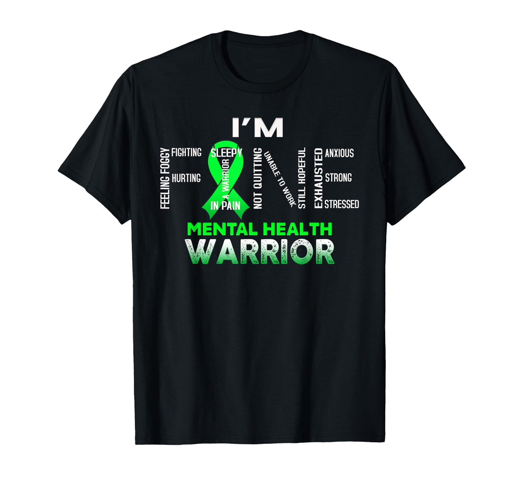 Green Ribbon May Mental Health Warrior T-Shirt - Custom Art Print Unisex - T-Shirt, Sweatshirt, Hoodie