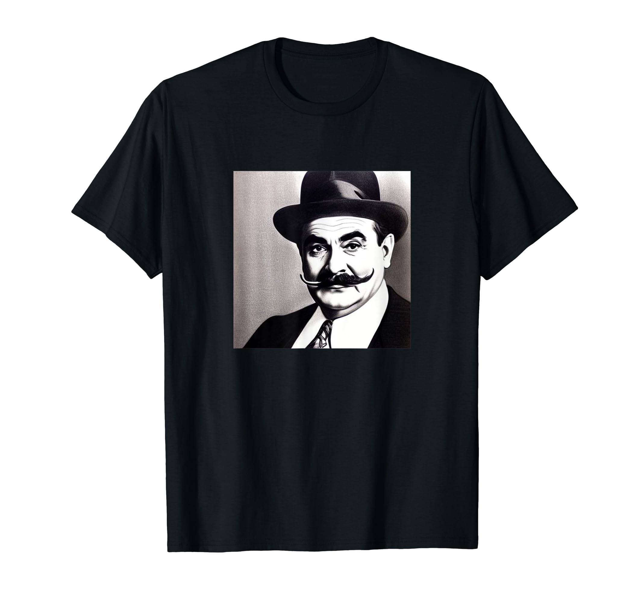 Poirot Potrait Black White Hat T-Shirt - Streetwear Style Men Women - T-Shirt, Sweatshirt, Hoodie