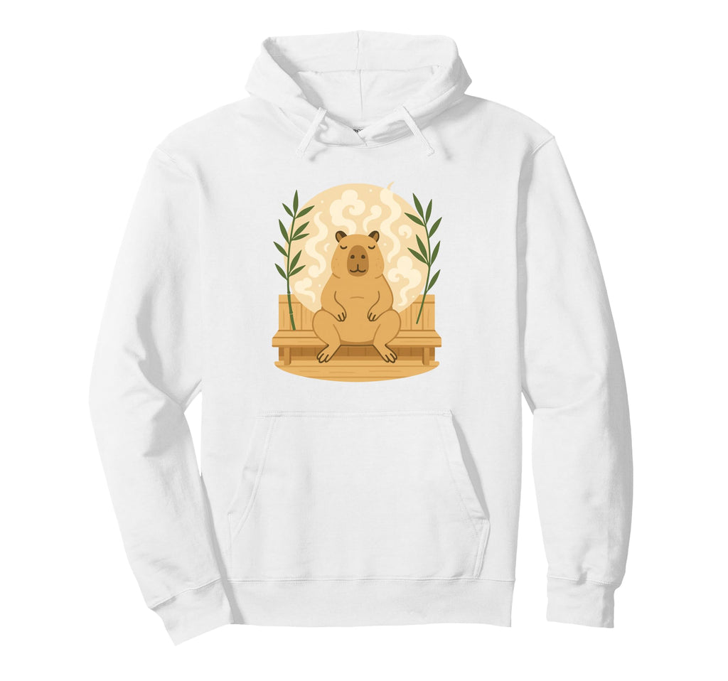 Relaxed Capybara Sauna Zen Steam Hoodie - Casual Everyday Wear Men Women - T-Shirt, Sweatshirt, Hoodie