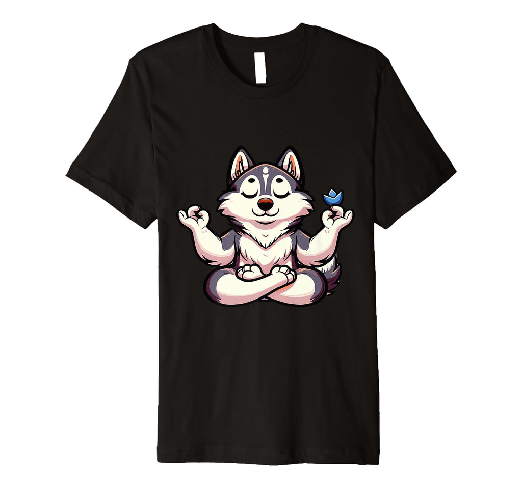 Meditation Huskey Yoga Pose Relaxing T-Shirt - Custom Art Print for Adults - T-Shirt, Sweatshirt, Hoodie