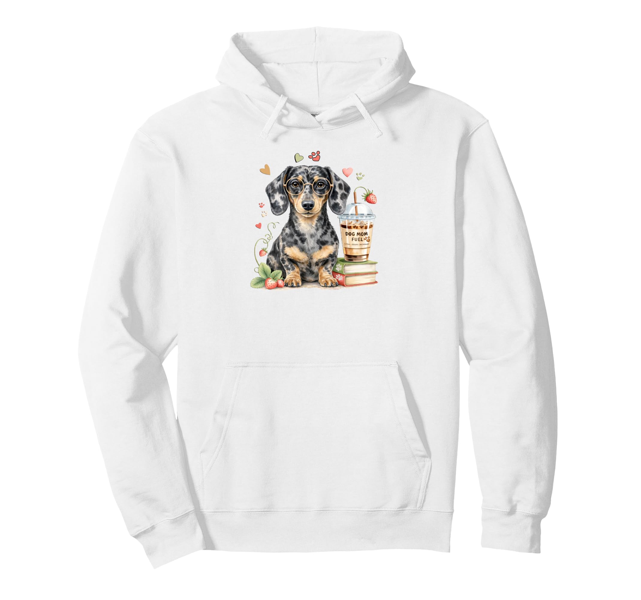 Dachshund Dog Moms Iced Coffee Books Hoodie - Aesthetic Graphic Men Women - T-Shirt, Sweatshirt, Hoodie