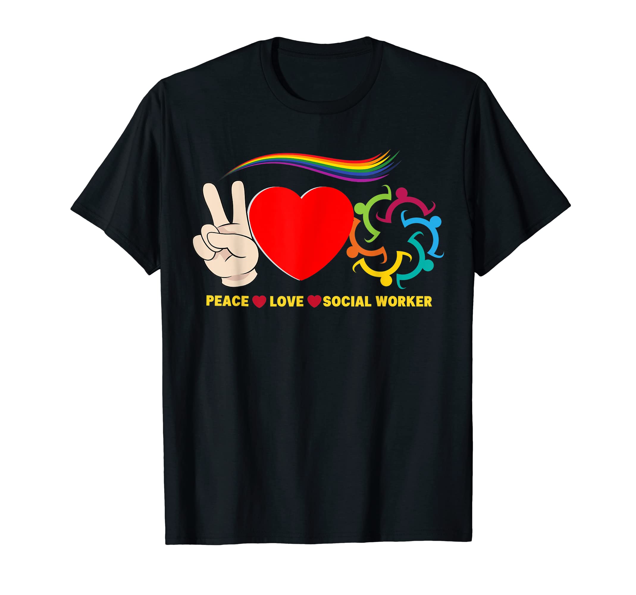 Peace Love Social Works Rainbow T-Shirt - Casual Everyday Wear for Adults - T-Shirt, Sweatshirt, Hoodie