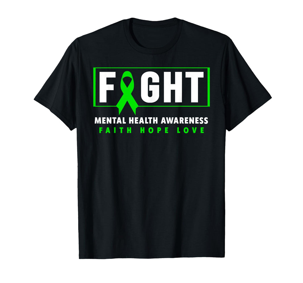 Fight Mental Health Green Ribbon T-Shirt - Unique Graphic for Adults - T-Shirt, Sweatshirt, Hoodie