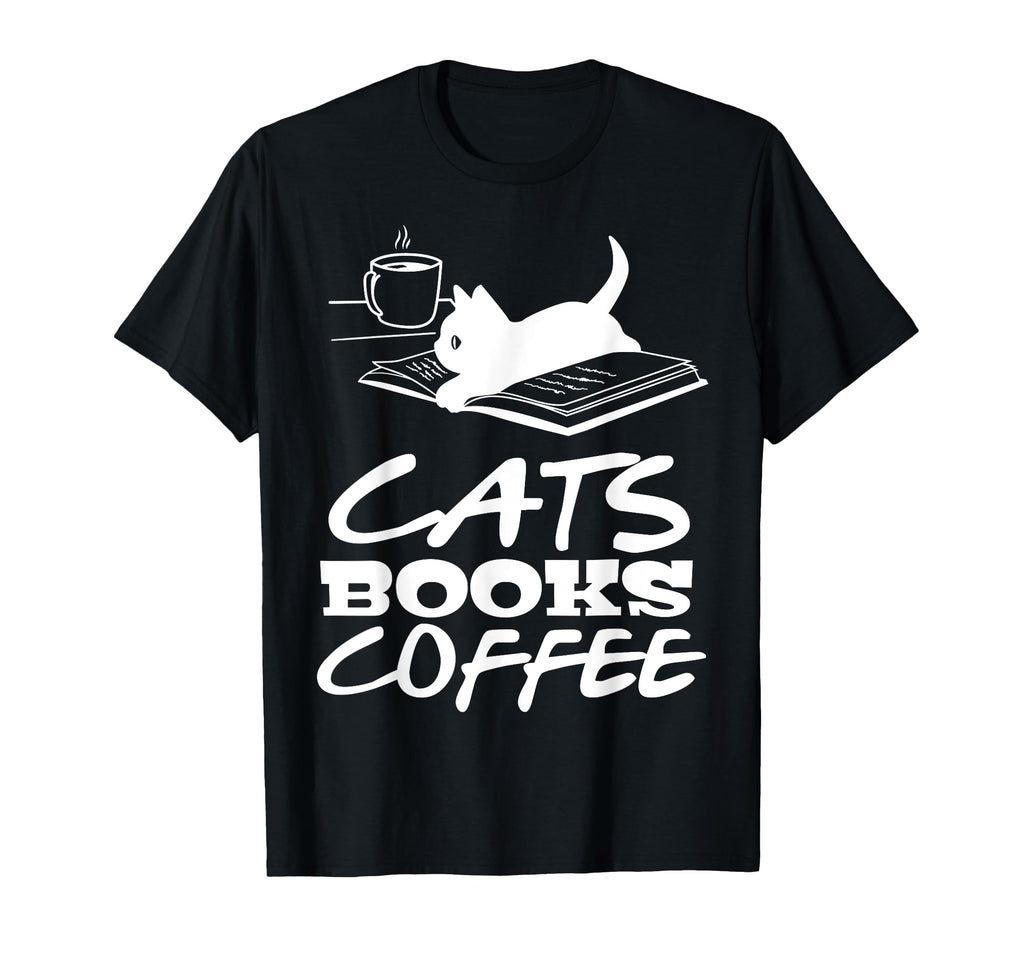Cat Books Coffee Womens T-Shirt - Novelty Apparel Unisex - T-Shirt, Sweatshirt, Hoodie
