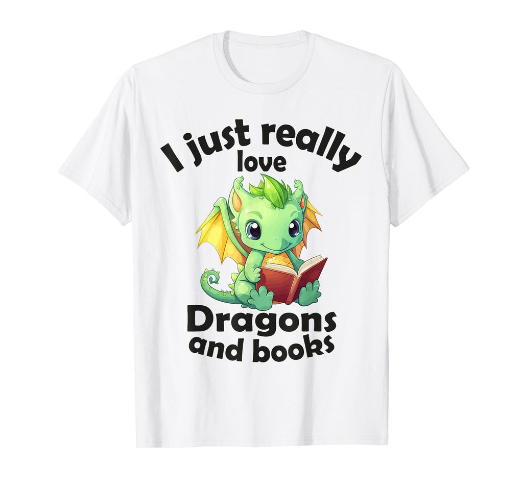 I Just Really Love Dragons And Books T-Shirt - Minimalist Print Men Women - T-Shirt, Sweatshirt, Hoodie