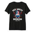 Reading Gnome Red White Bookish 4Th T-Shirt - Minimalist Print Men Women - T-Shirt, Sweatshirt, Hoodie