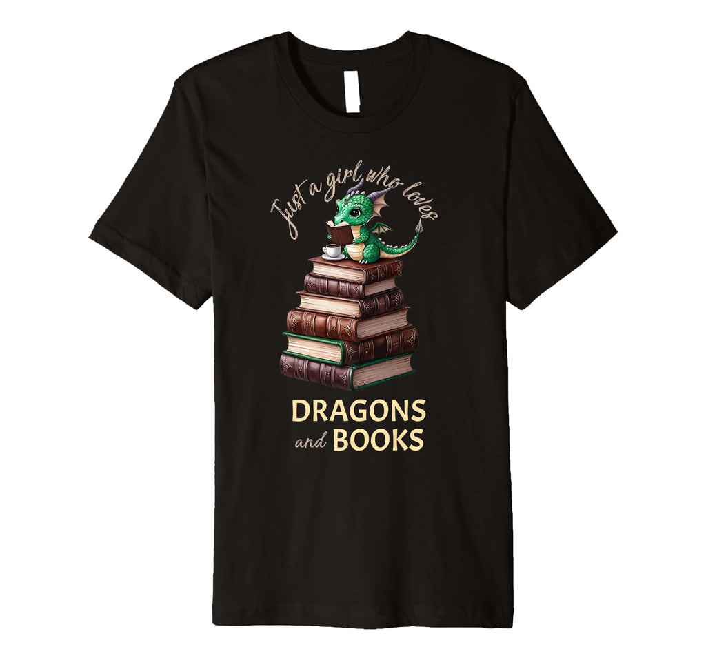 Librarian Bibliophile Dragon Coffee I T-Shirt - Novelty Apparel Men Women - T-Shirt, Sweatshirt, Hoodie