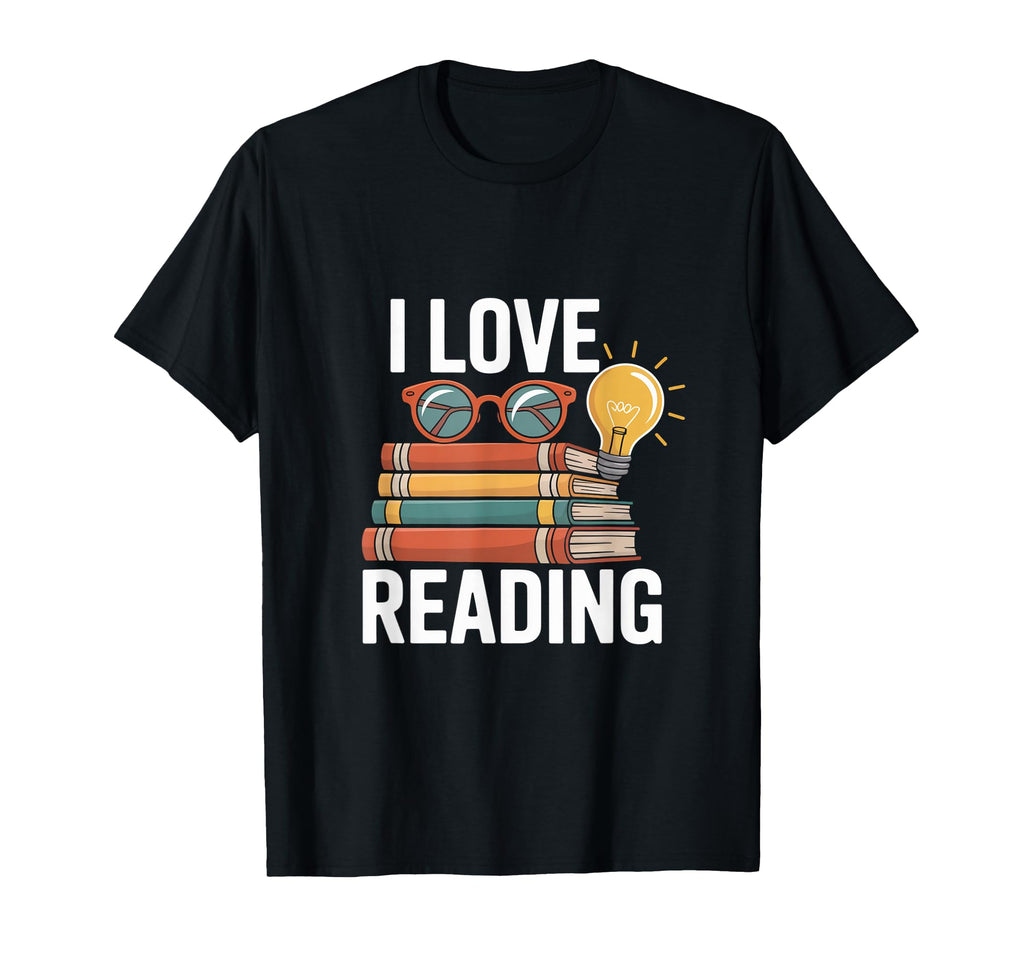 I Love Reading Stack Books Eyewear T-Shirt - Custom Art Print for Adults - T-Shirt, Sweatshirt, Hoodie