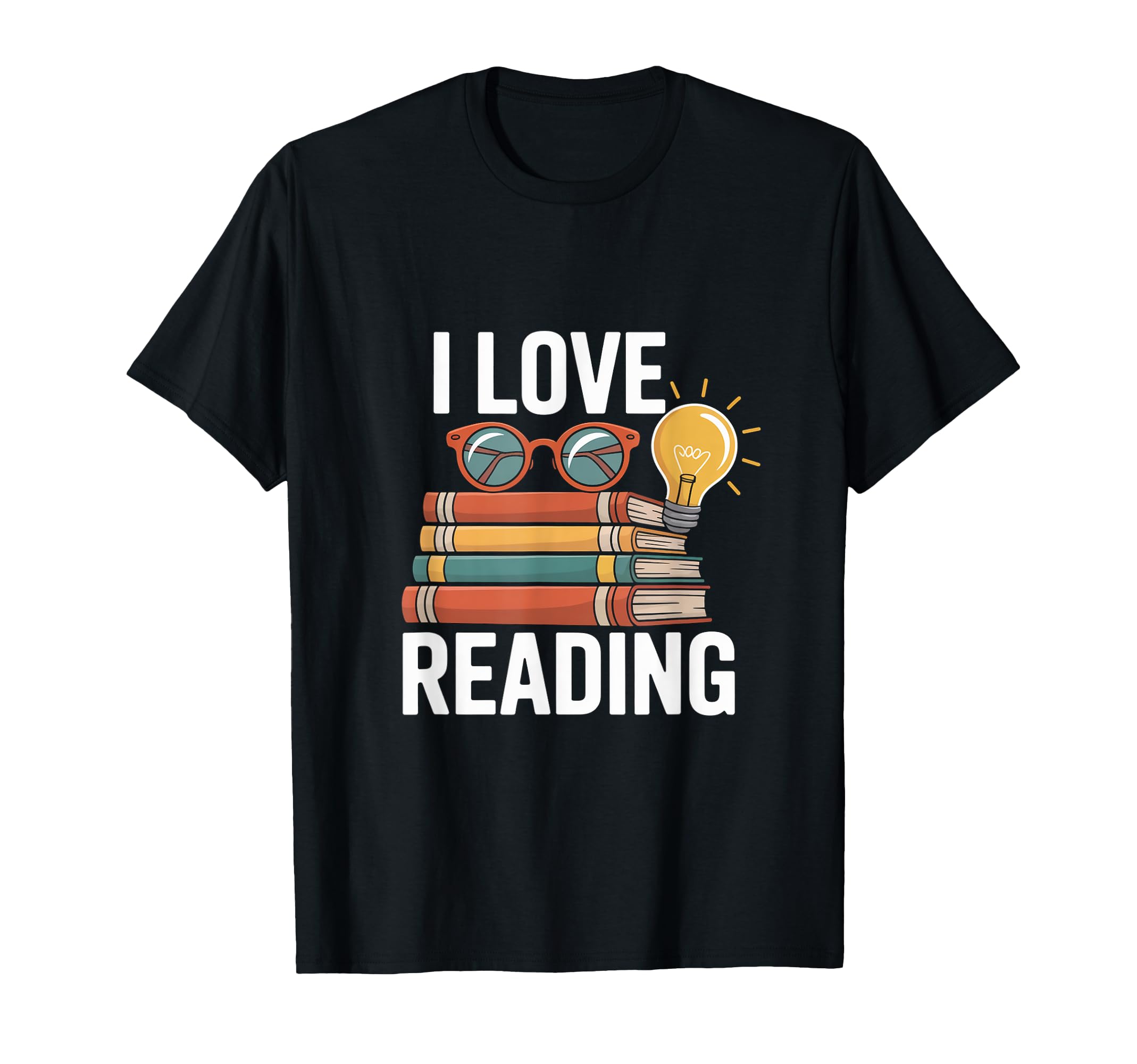 I Love Reading Stack Books Eyewear T-Shirt - Custom Art Print for Adults - T-Shirt, Sweatshirt, Hoodie