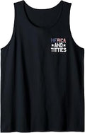 (2 Sided) Merica and Titties Funny 4th of July US Flag Tank Top Unisex T-shirt, Sweatshirt, Hoodie, Long Sleeve Tee - T-Shirt, Sweatshirt, Hoodie