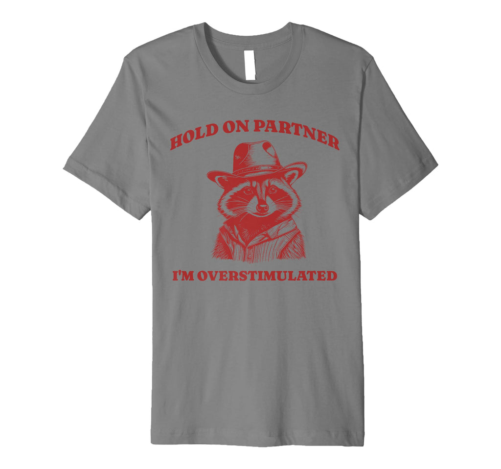 Funny Raccoon Meme Hold Partner T-Shirt - Novelty Apparel for Adults - T-Shirt, Sweatshirt, Hoodie