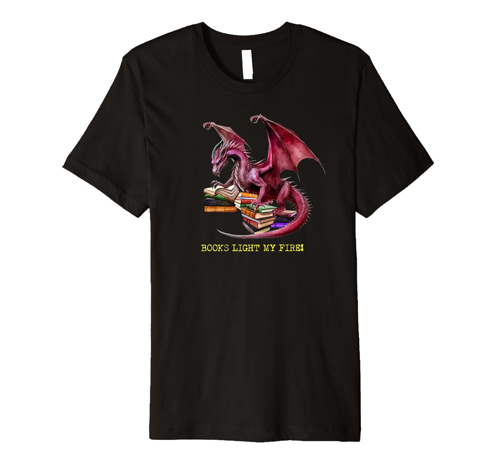 Dragon Books Light Fire Reading T-Shirt - Aesthetic Graphic for Adults - T-Shirt, Sweatshirt, Hoodie