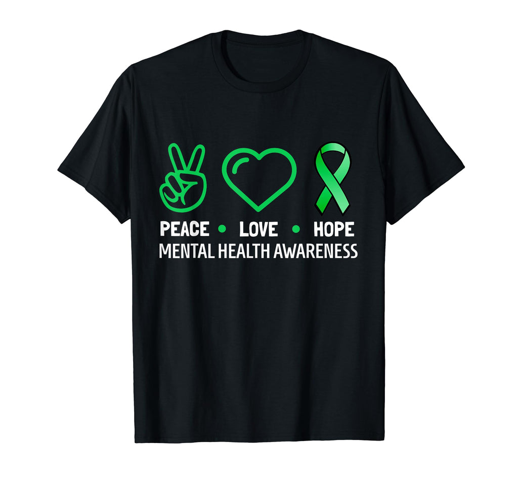 Peace Love Hope Green Ribbon Funny T-Shirt - Fun Novelty Design Unisex - T-Shirt, Sweatshirt, Hoodie