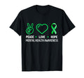 Peace Love Hope Green Ribbon Funny T-Shirt - Fun Novelty Design Unisex - T-Shirt, Sweatshirt, Hoodie