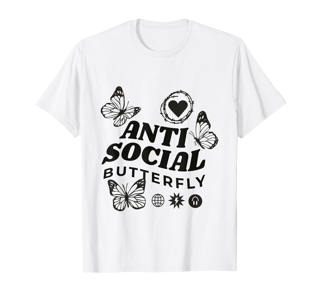 Bold Anti Social Butterfly Whimsical T-Shirt - Unique Graphic for Adults - T-Shirt, Sweatshirt, Hoodie