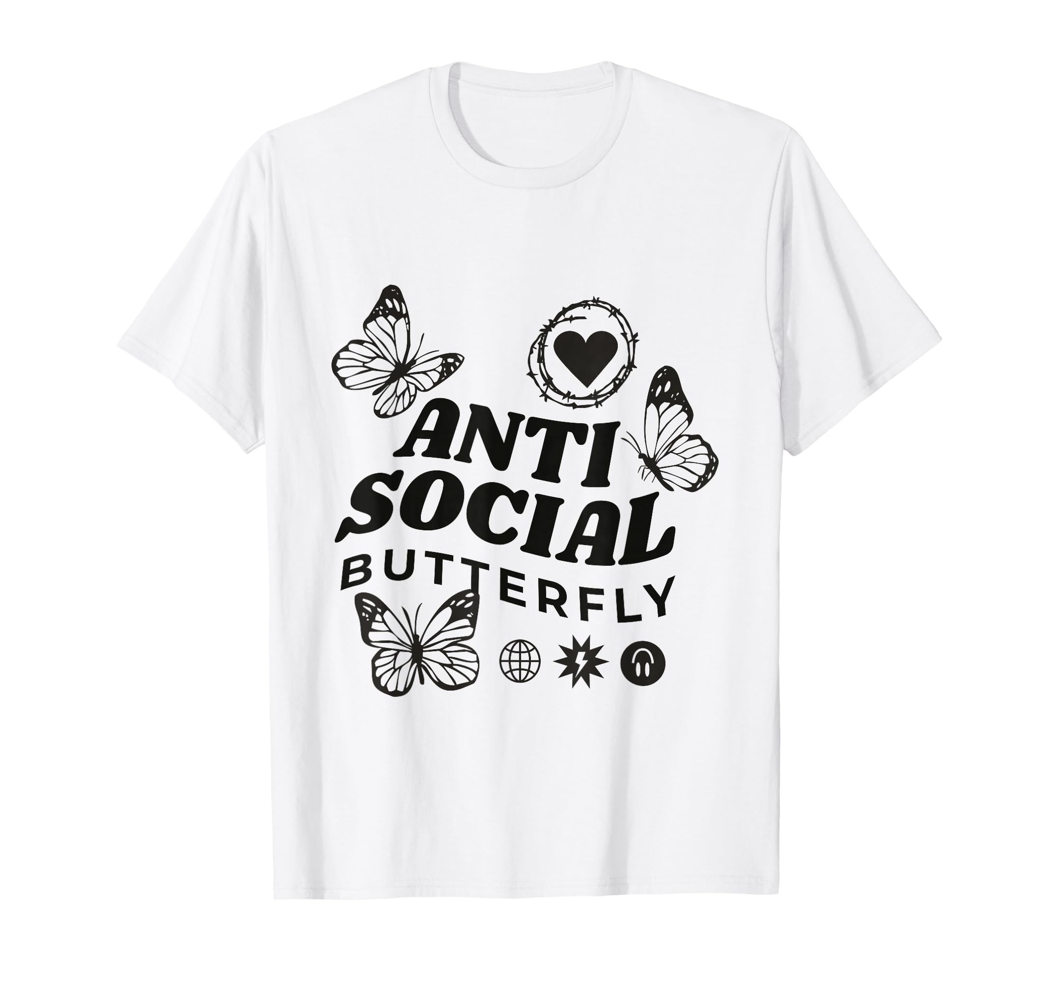 Bold Anti Social Butterfly Whimsical T-Shirt - Unique Graphic for Adults - T-Shirt, Sweatshirt, Hoodie