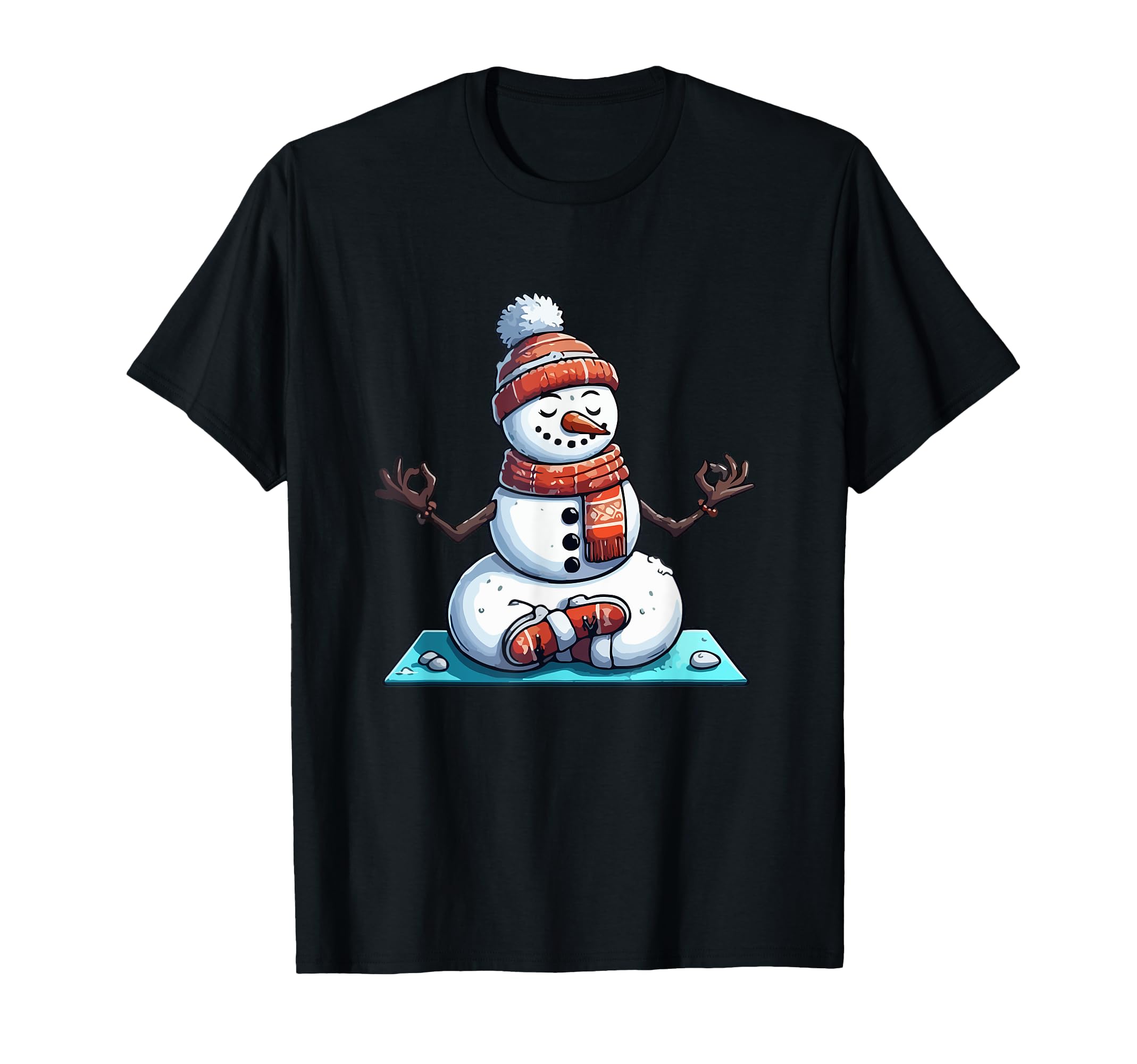 Meditation Snowman Yoga Pose Relaxing T-Shirt - Custom Art Print Men Women - T-Shirt, Sweatshirt, Hoodie
