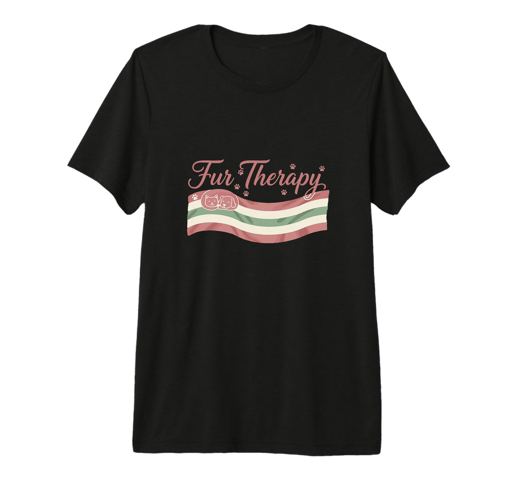 Fur Therapy Cat Dog Lover Tri Blend T-Shirt - Novelty Apparel for Adults - T-Shirt, Sweatshirt, Hoodie