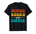 Groovy Funny Swimming Books And Coffee T-Shirt - Minimalist Print Unisex - T-Shirt, Sweatshirt, Hoodie