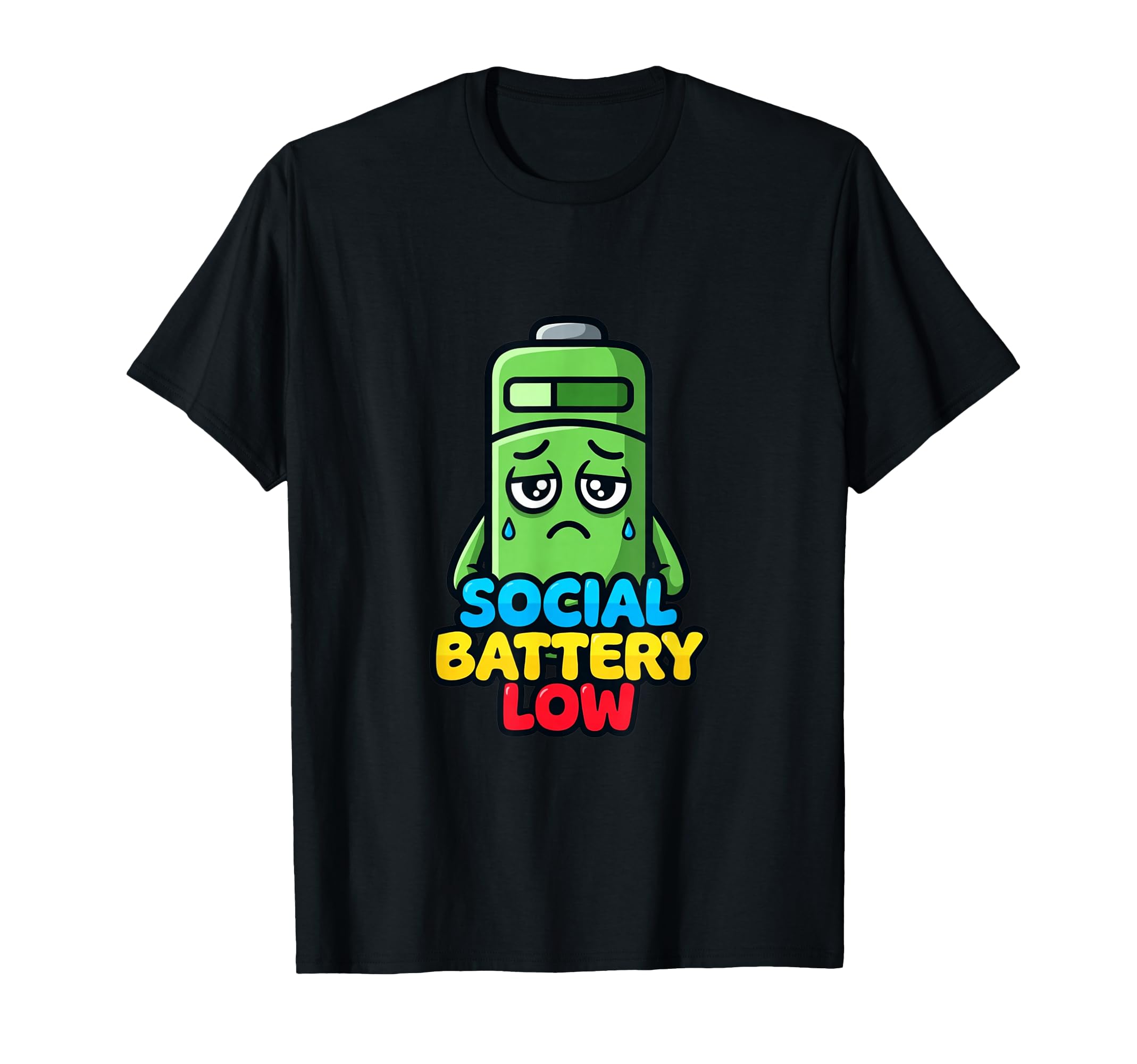 Funny Social Energy Low Battery T-Shirt - Graphic Print for Adults - T-Shirt, Sweatshirt, Hoodie