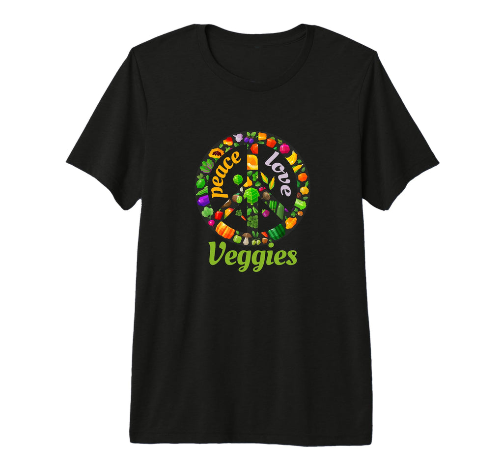 Peace Love Veggies Healthy Vegan T-Shirt - Unique Graphic Men Women - T-Shirt, Sweatshirt, Hoodie